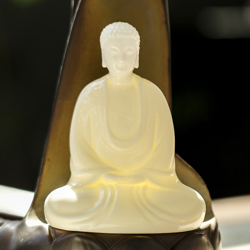 Backflow Incense Burner With Buddha Glow Night Light