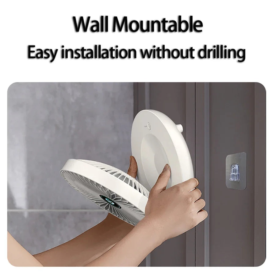 Folding Desktop Fan: Cordless Wall-Mount Cooling