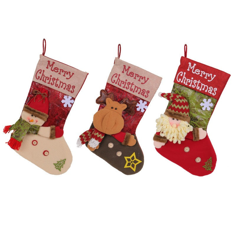 Christmas Stockings with 3D Santa, Snowman & Reindeer