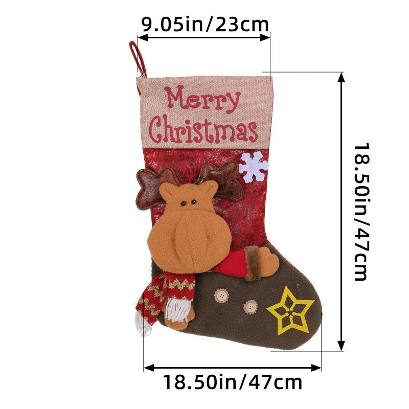 Christmas Stockings with 3D Santa, Snowman & Reindeer