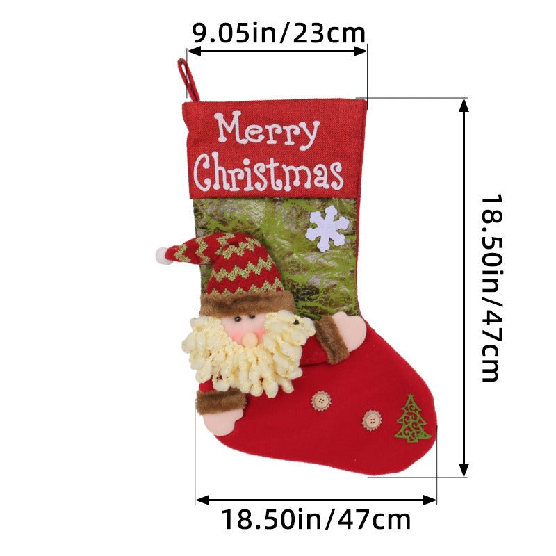 Christmas Stockings with 3D Santa, Snowman & Reindeer