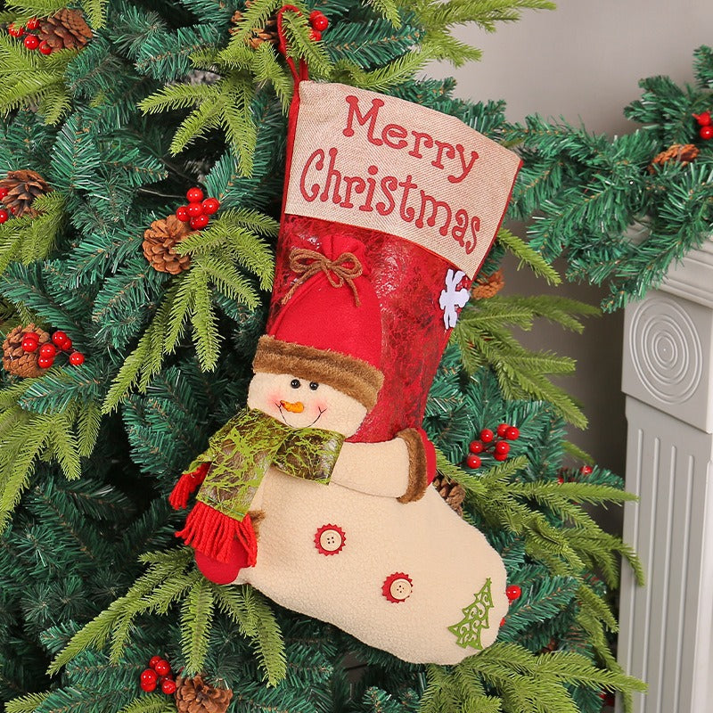Christmas Stockings with 3D Santa, Snowman & Reindeer