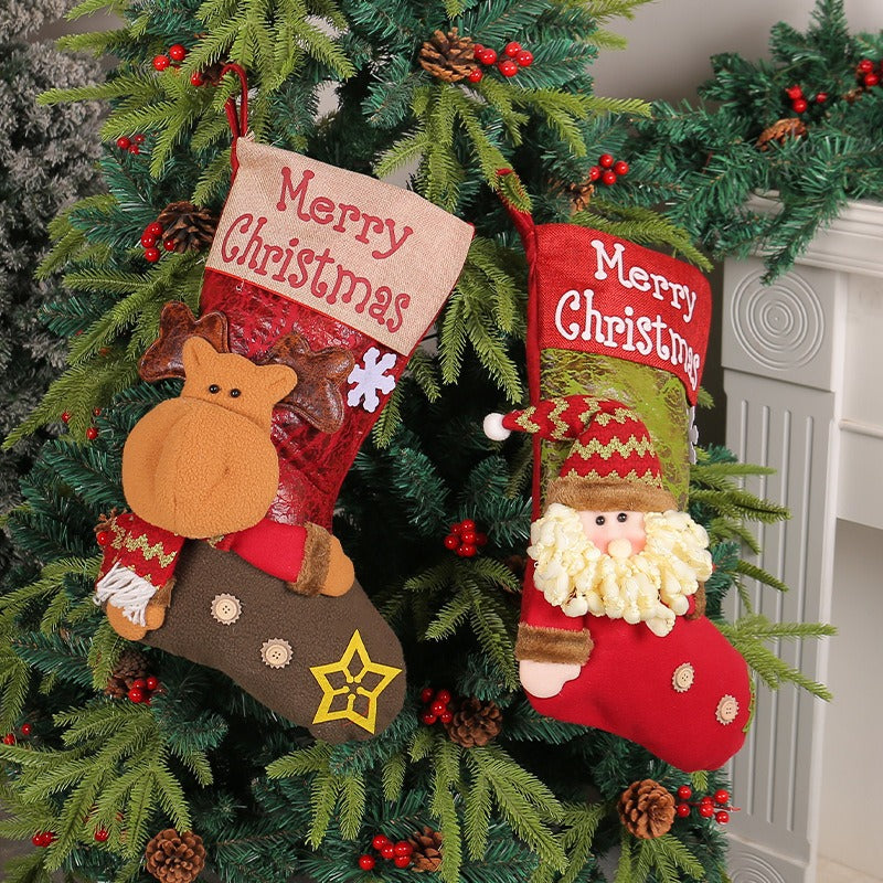 Christmas Stockings with 3D Santa, Snowman & Reindeer