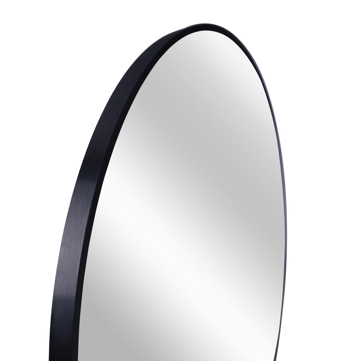 Round Bathroom Mirror 16 Inch, Modern Black Metal Frame