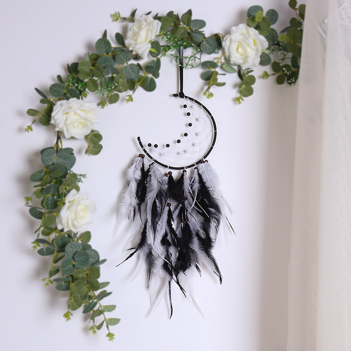 Moon Dream Catcher Wall Hanging for Boho Bedroom Decor
