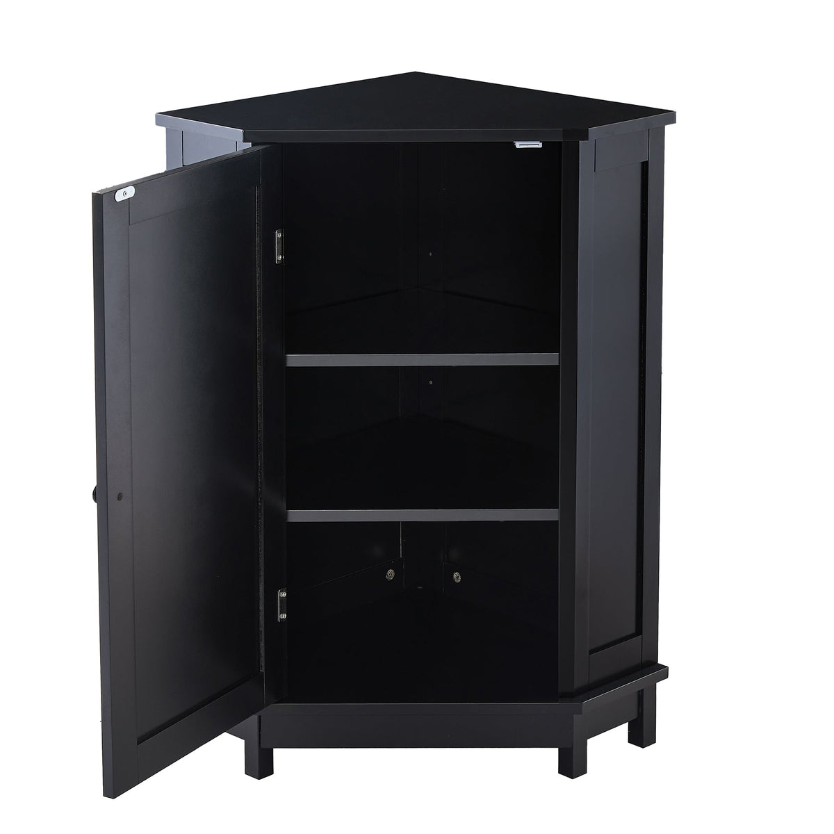 Black Corner Bathroom Cabinet with Adjustable Shelf