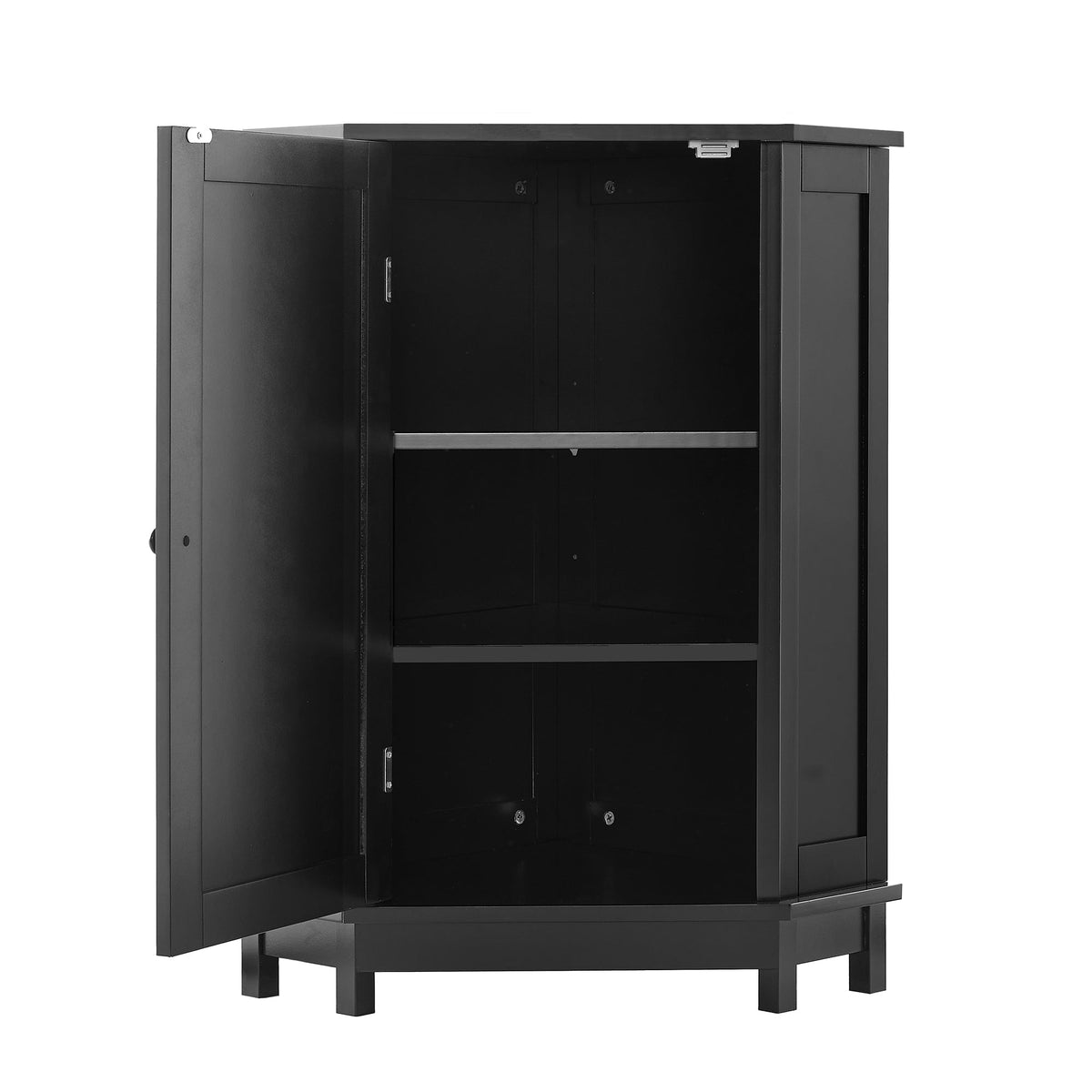 Black Corner Bathroom Cabinet with Adjustable Shelf