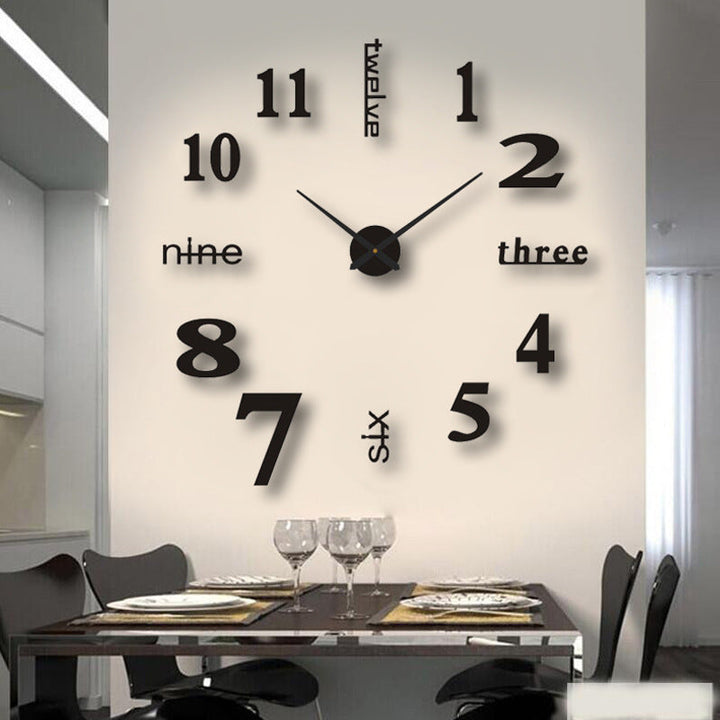 Frameless 3D Wall Clock - Oversized DIY Statement Piece