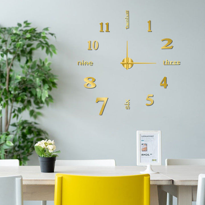 Frameless 3D Wall Clock - Oversized DIY Statement Piece