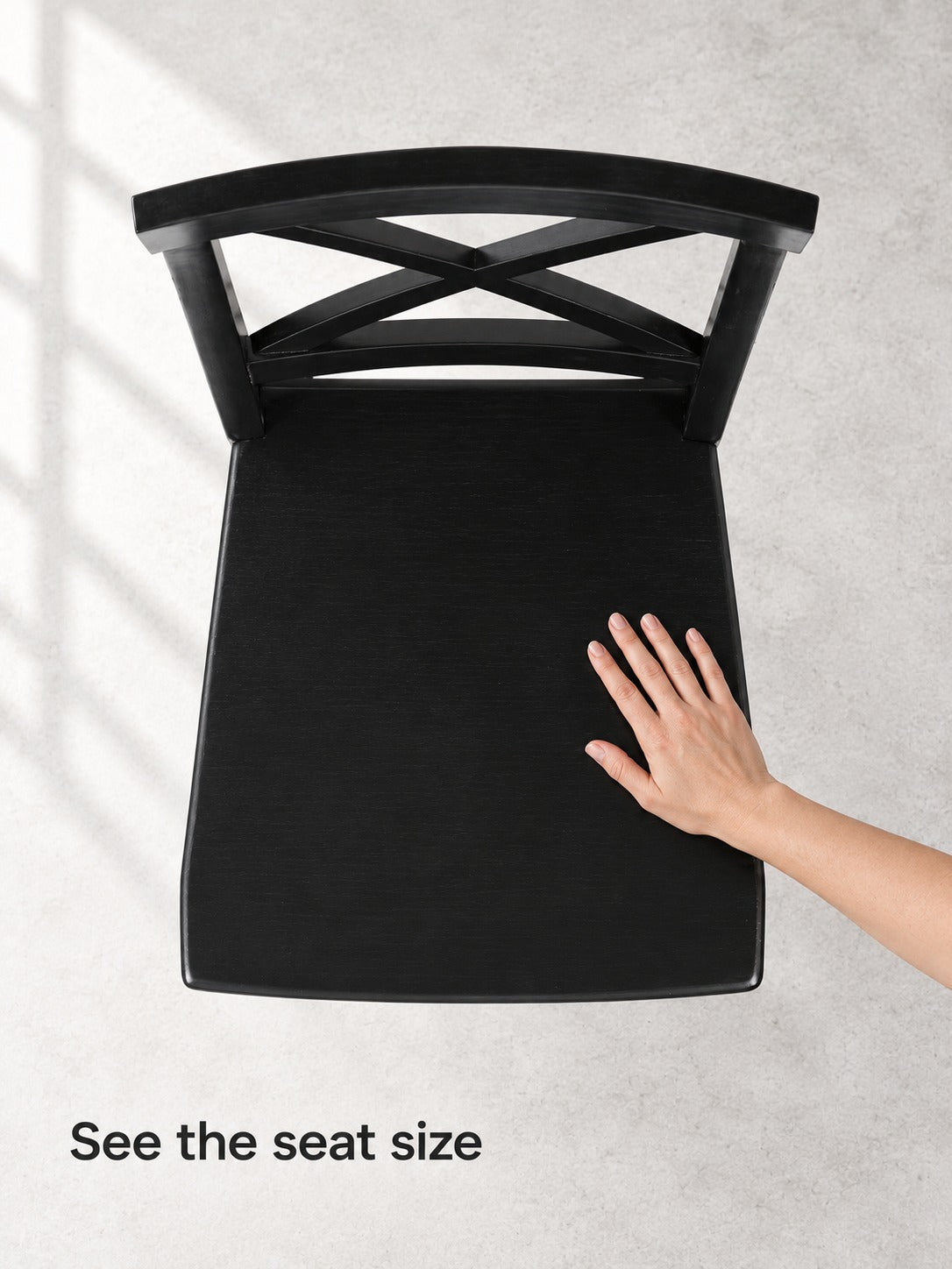 Farmhouse Black Acacia Wood Dining Chairs with X-Back