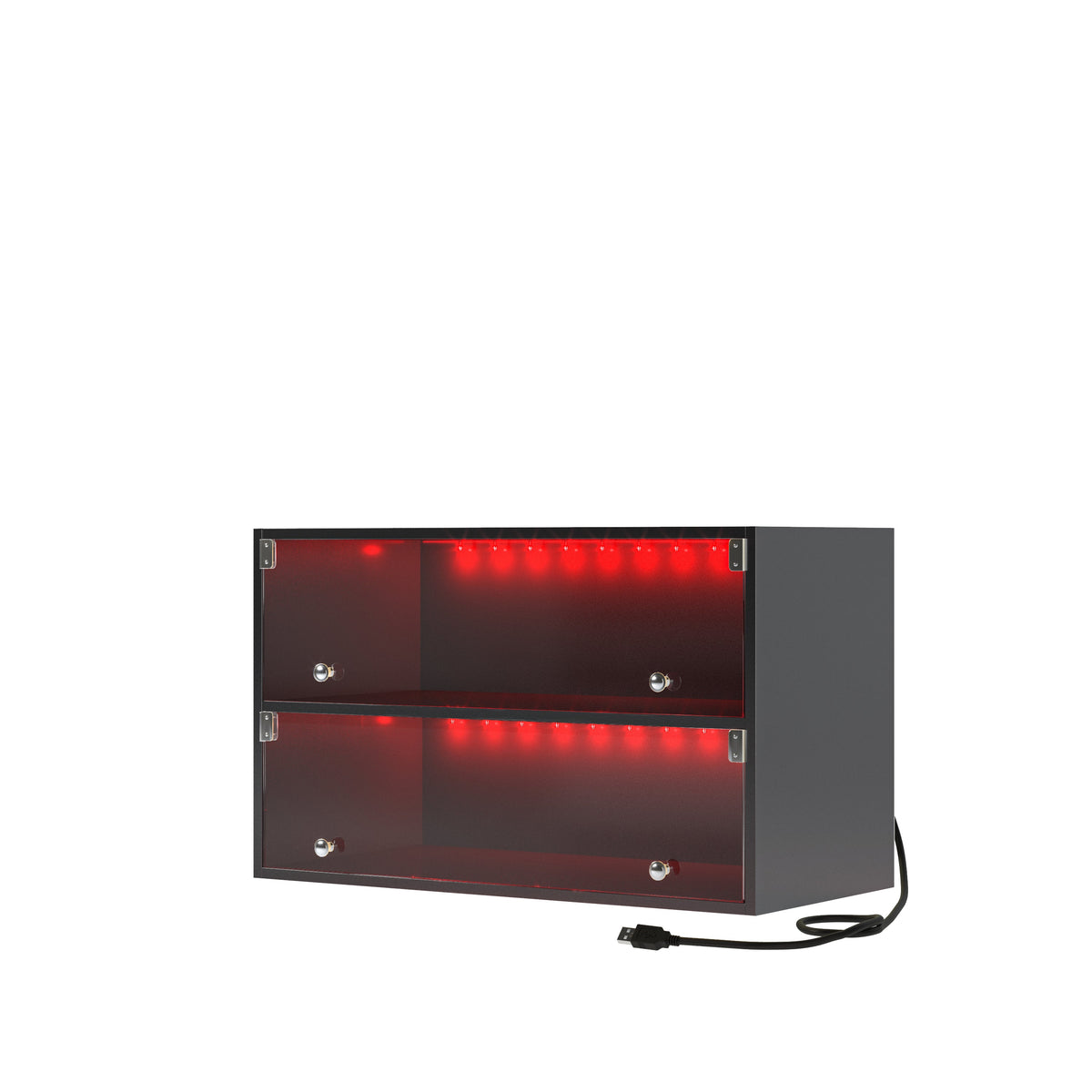 Glass Door Sneaker Cabinet with Red LED Display Light