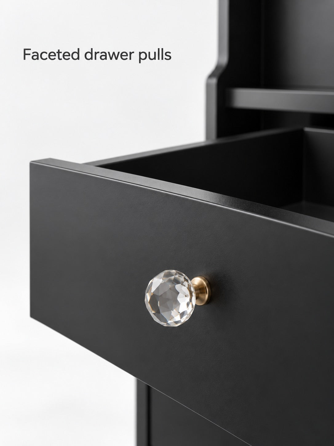 Black Makeup Vanity with LED Mirror and Charging Ports