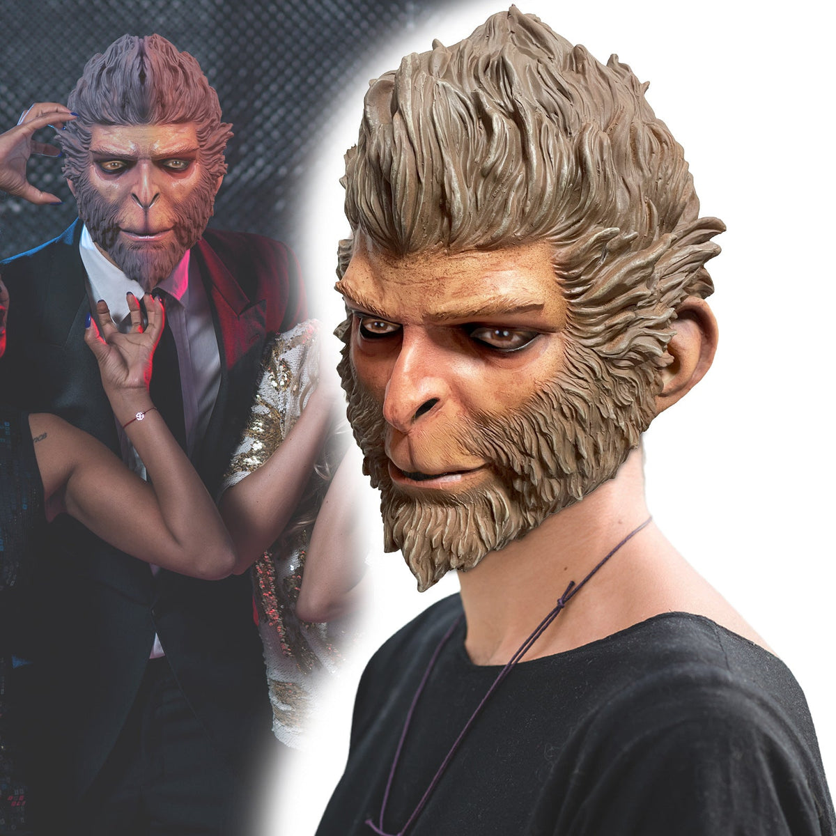 Detailed Wukong Monkey Mask For Halloween Cosplay Prop