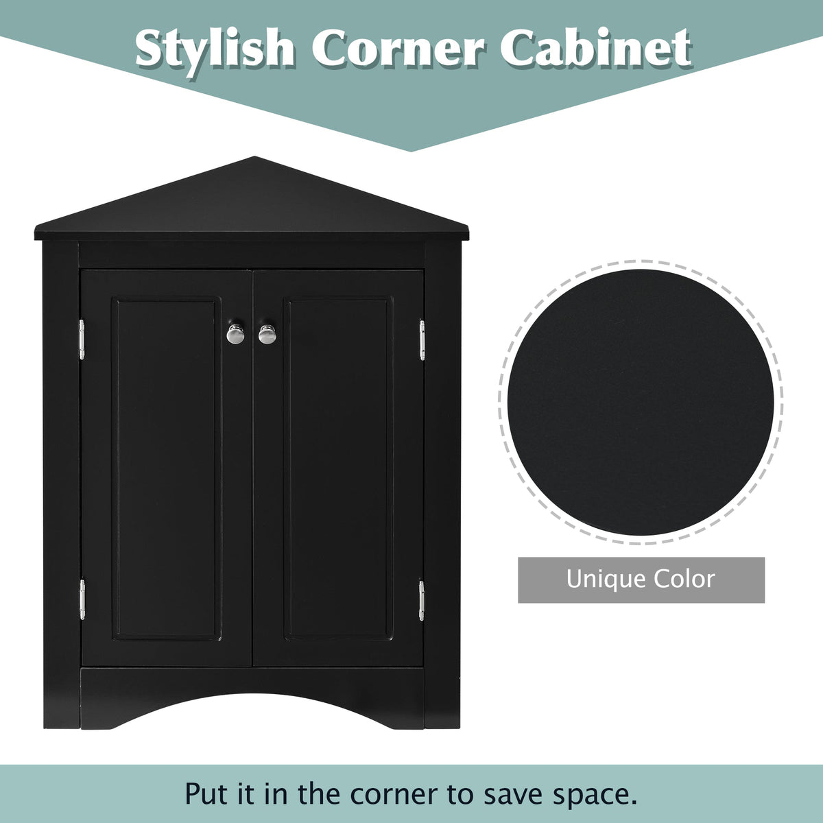 Corner Bathroom Storage Cabinet with Adjustable Shelves