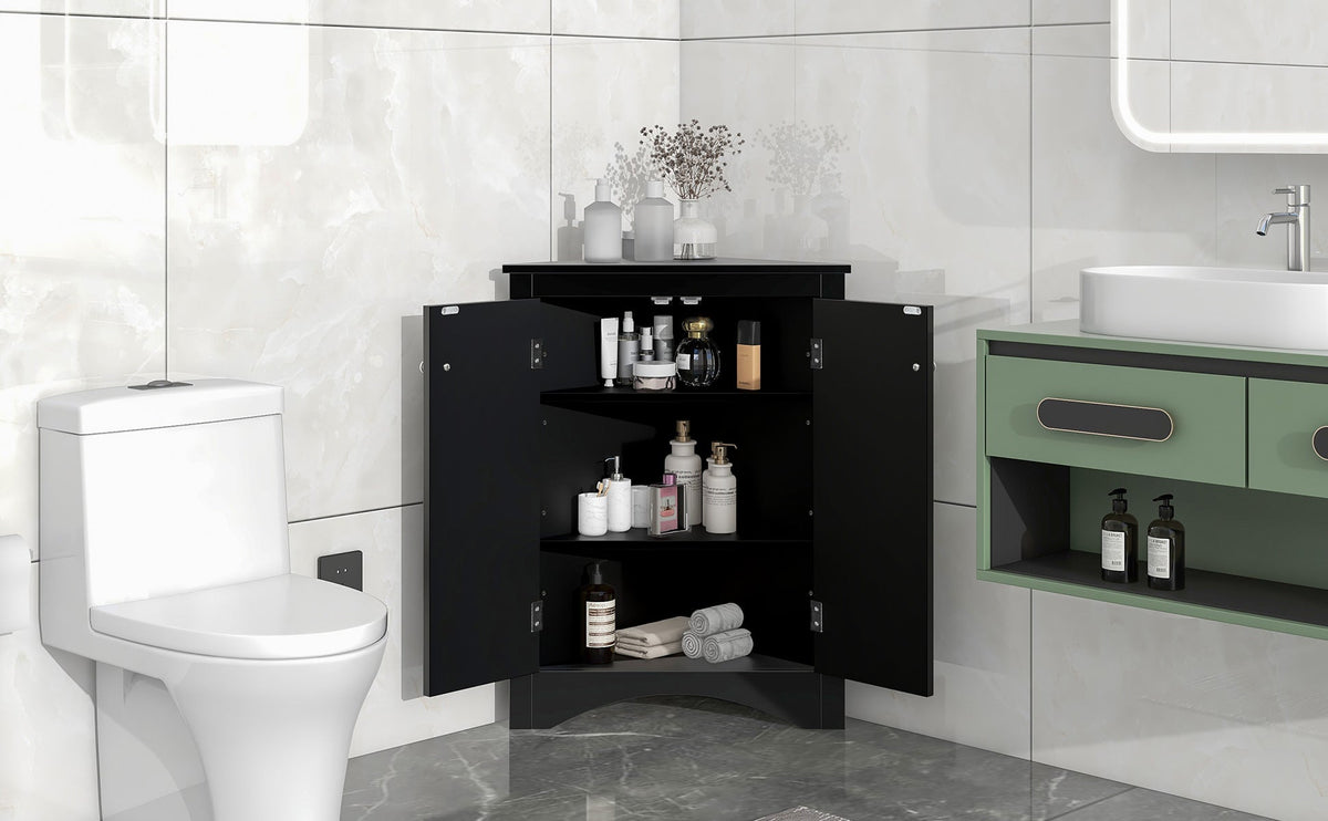 Corner Bathroom Storage Cabinet with Adjustable Shelves