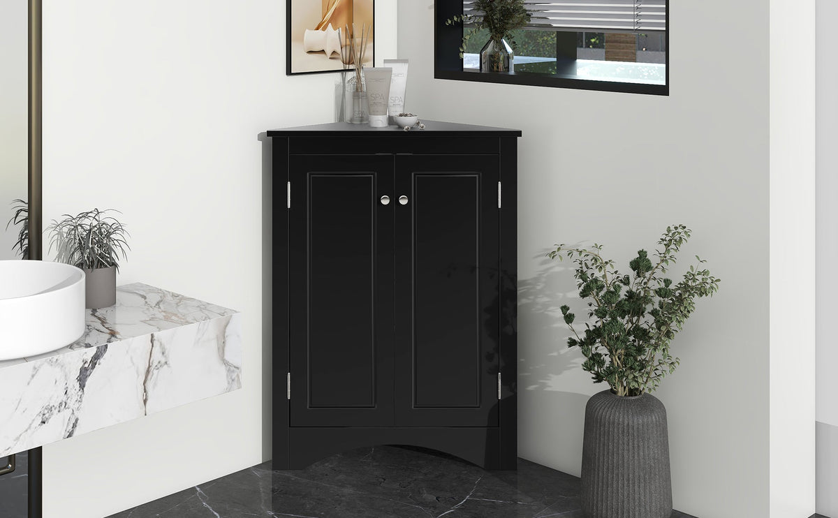 Corner Bathroom Storage Cabinet with Adjustable Shelves