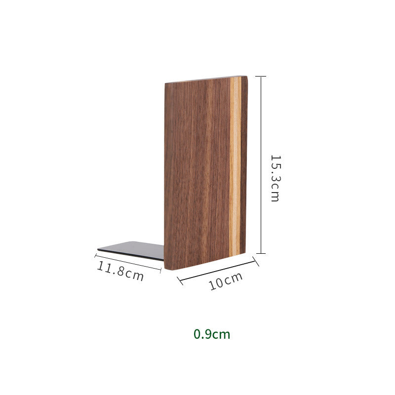 Black Walnut Wood Bookend - Solid Wood Bookstand Duo