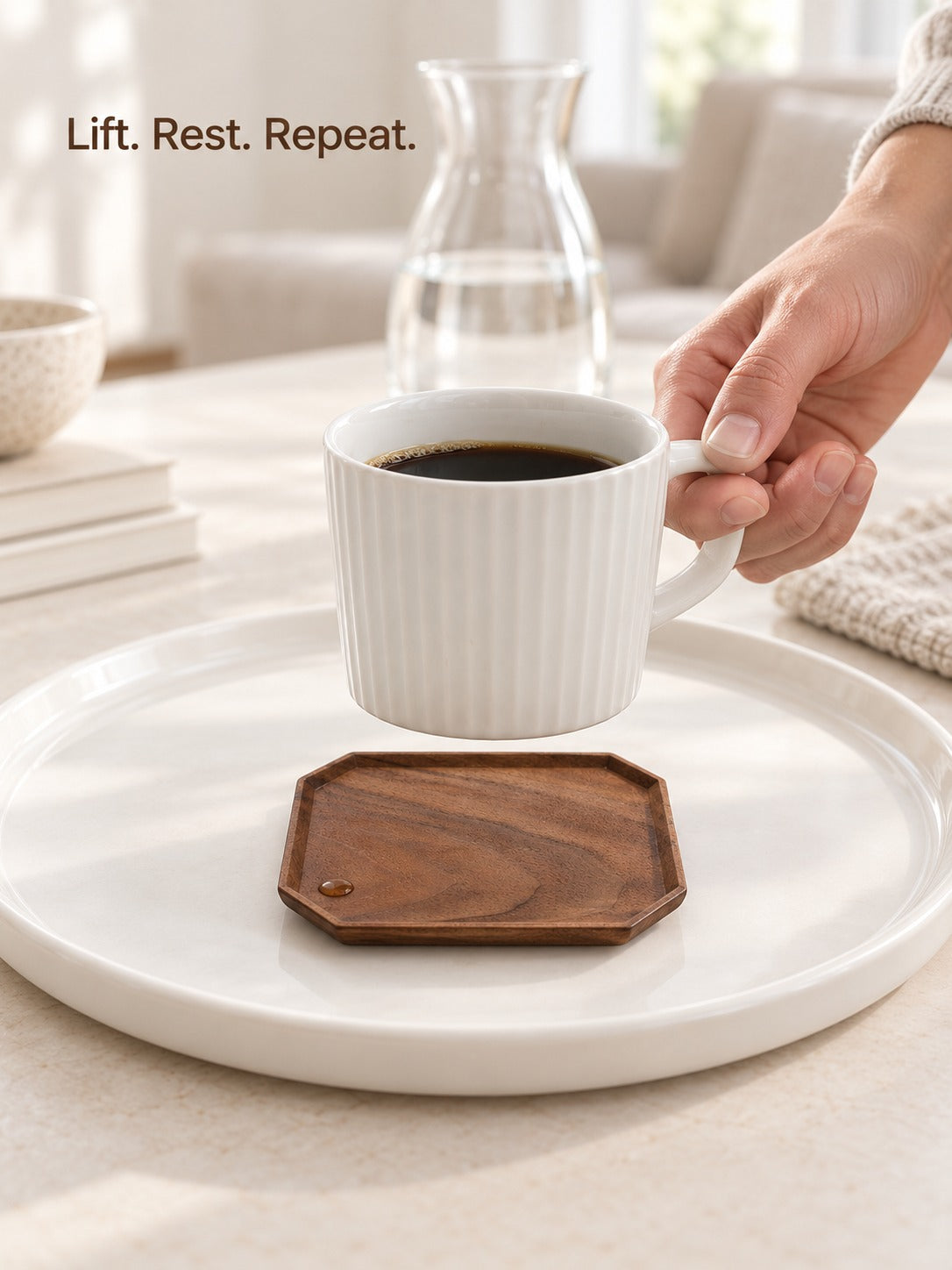 Solid Black Walnut Coaster: Heat & Drip Protection