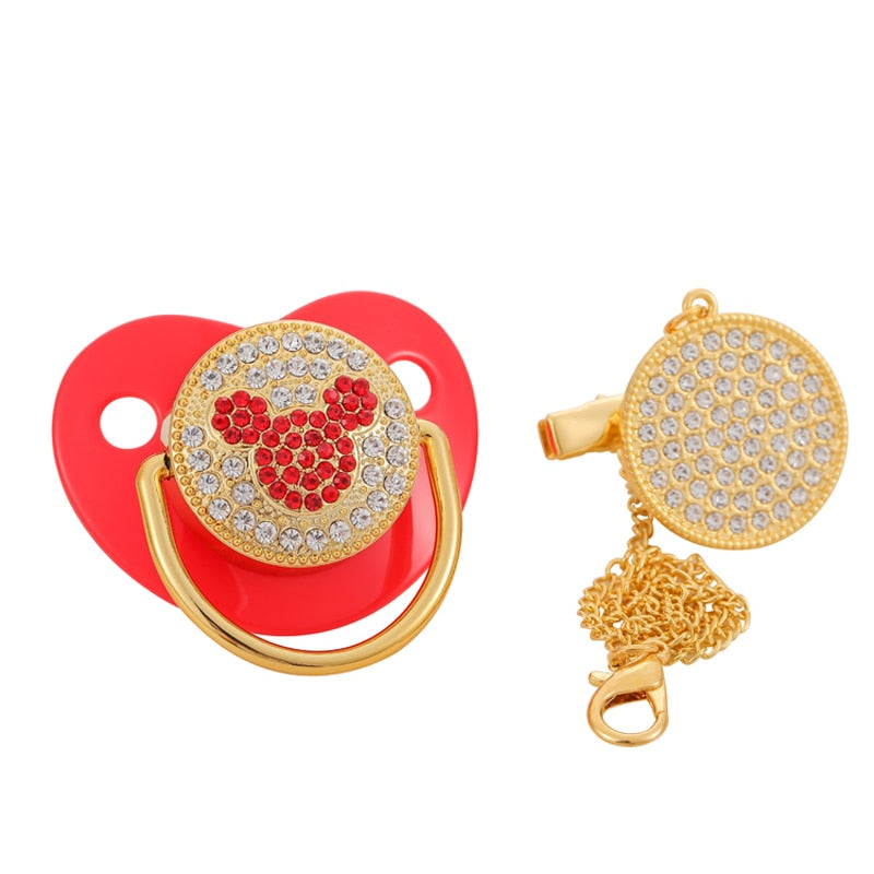Luxury Rhinestone Baby Pacifier With Matching Clip