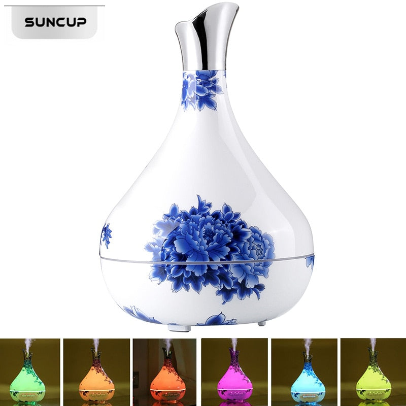 Blue Porcelain-Look Essential Oil Diffuser With Mist
