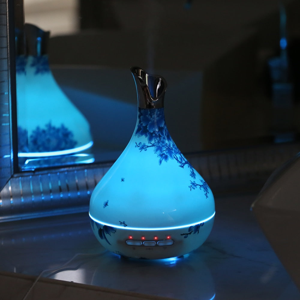 Blue Porcelain-Look Essential Oil Diffuser With Mist
