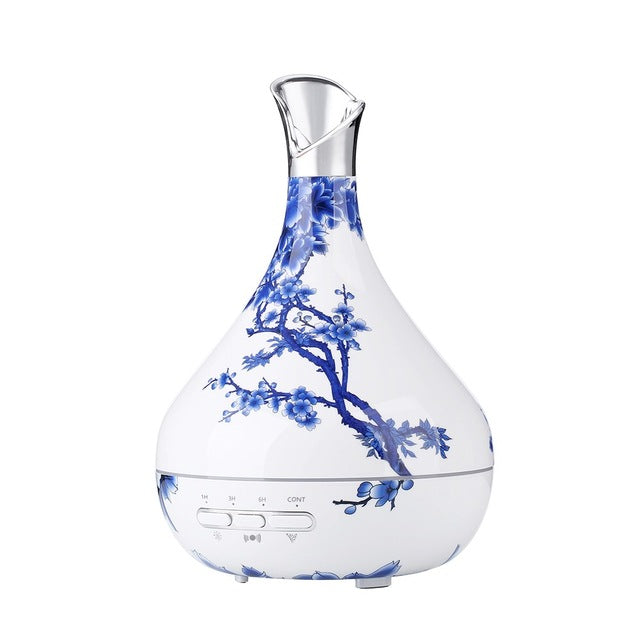 Blue Porcelain-Look Essential Oil Diffuser With Mist