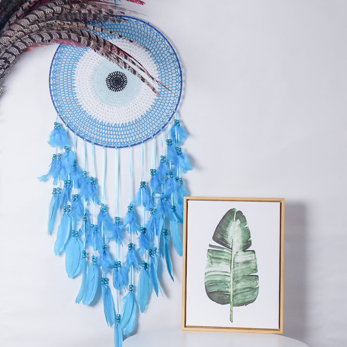Blue Dream Catcher Wall Decor for Bohemian Bedrooms