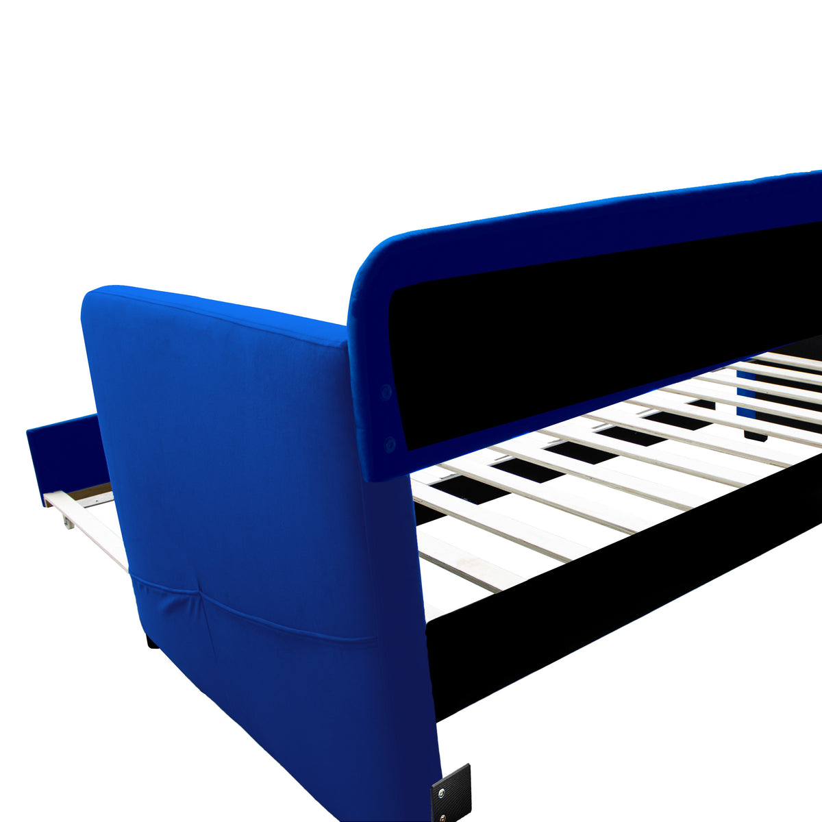 Full Size Blue Velvet Daybed with Pull-Out Trundle