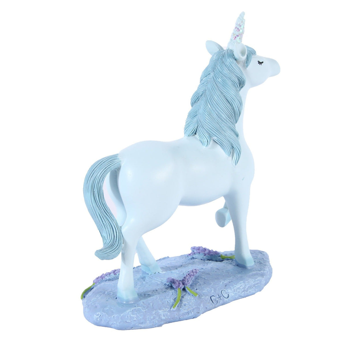 Blue Unicorn Resin Figurine for Whimsical Shelf Decor