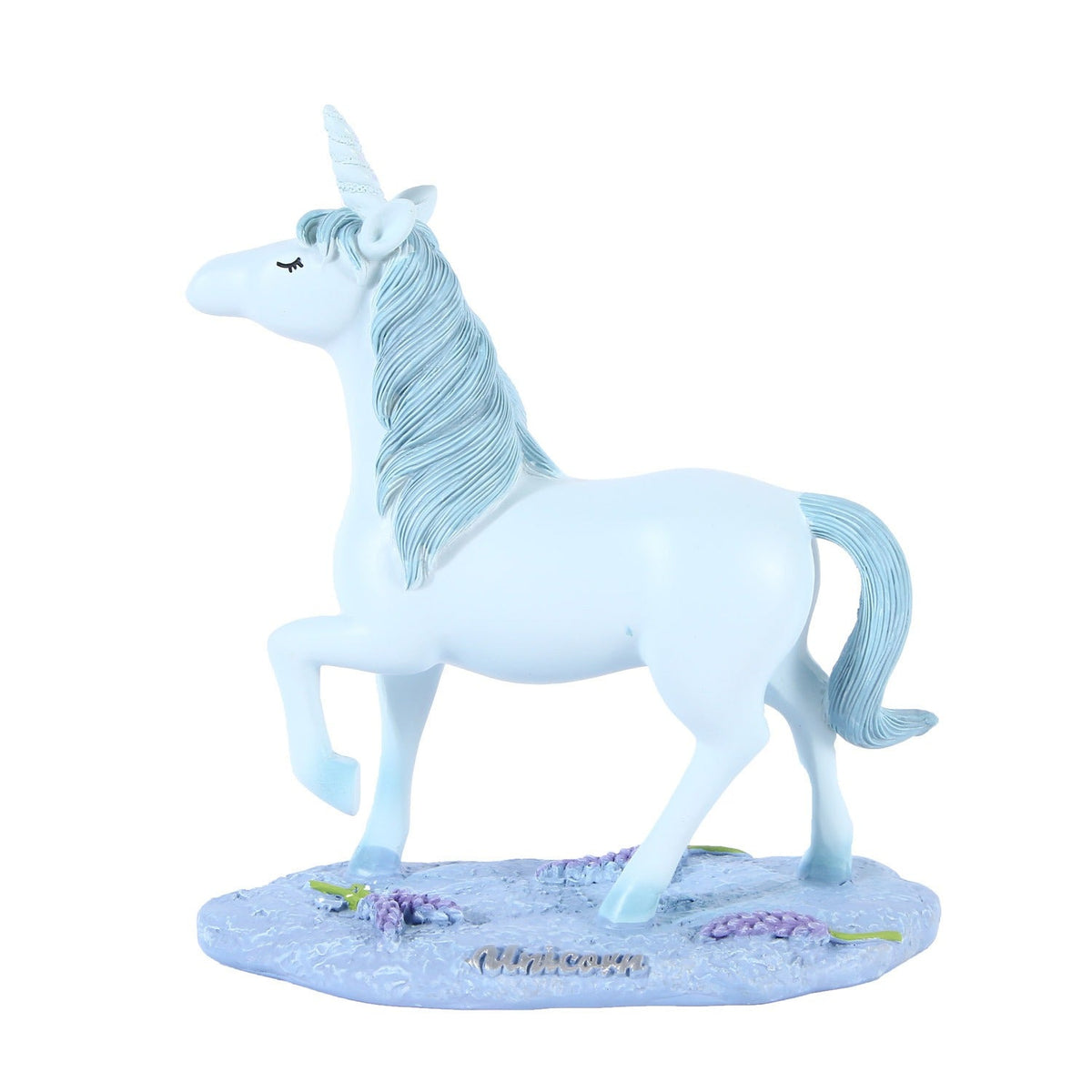 Blue Unicorn Resin Figurine for Whimsical Shelf Decor