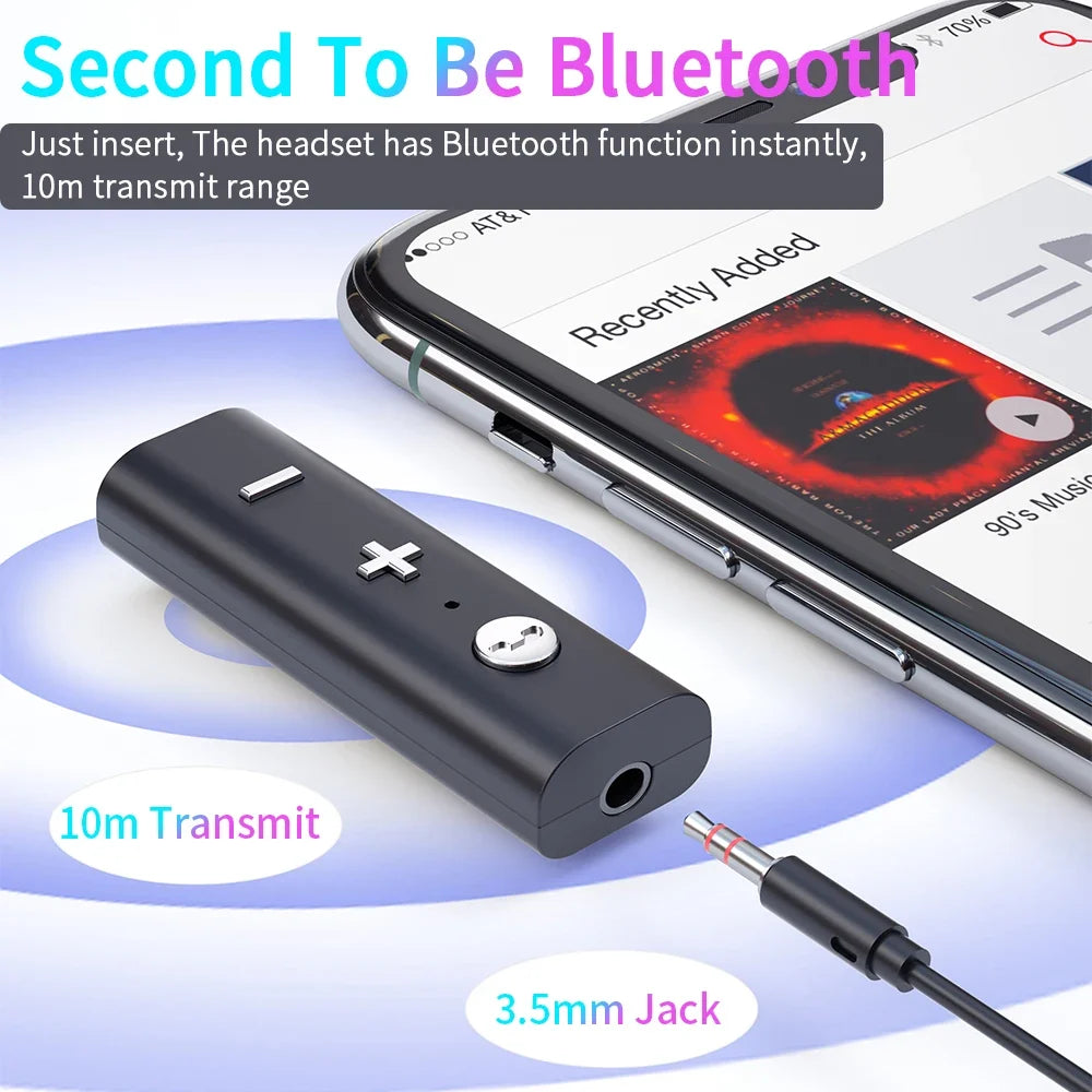 Bluetooth 5.0 Receiver: Wireless 3.5mm Headphone Adapter