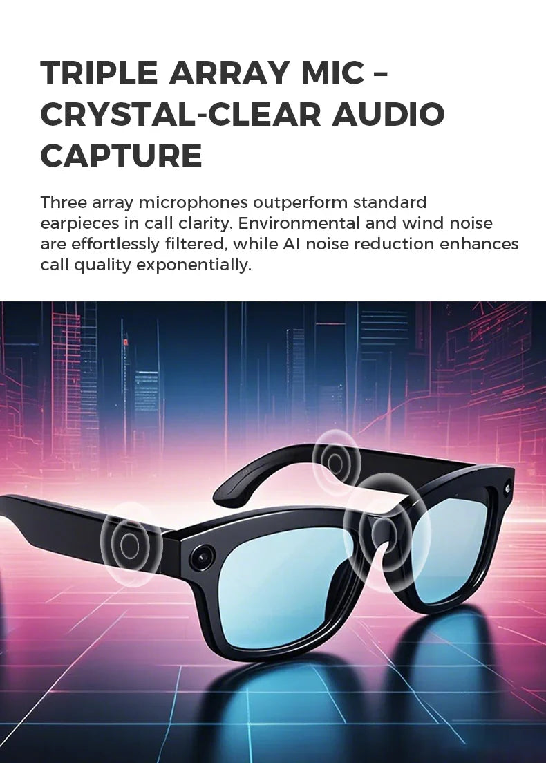 AI Smart Glasses With 5MP Camera and Voice Assistant