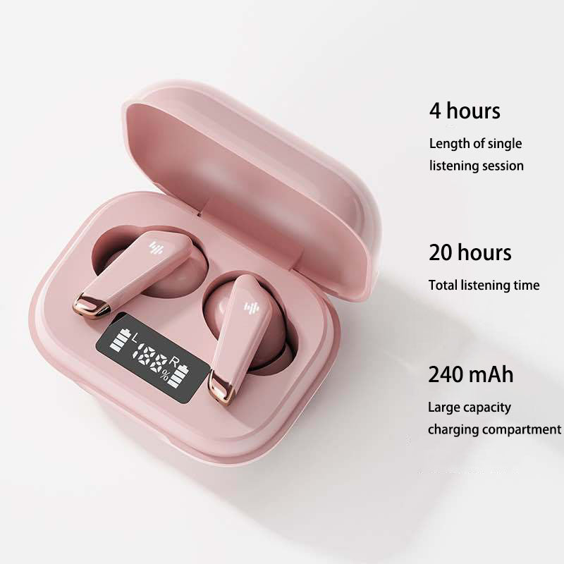 Half-In-Ear Wireless Earbuds with LED Battery Case
