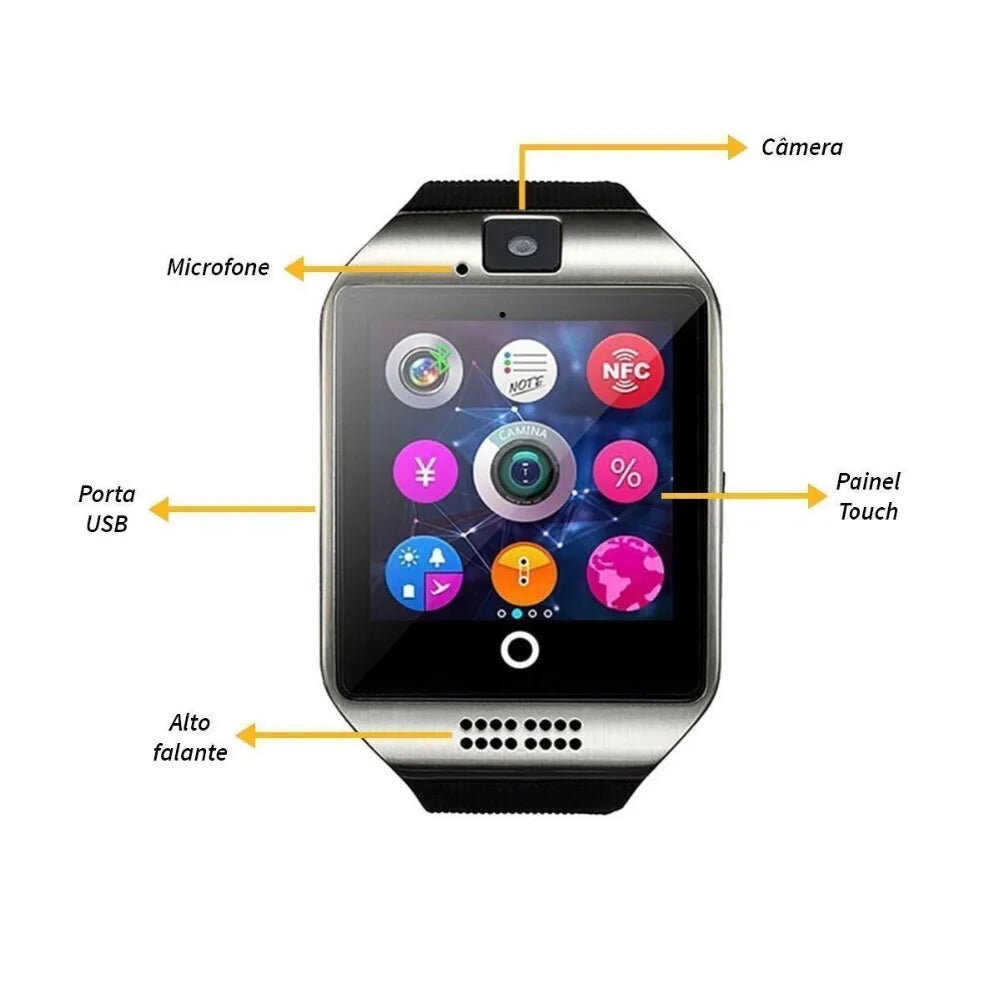 Bluetooth Smart Watch with Camera, Call & Social Alerts