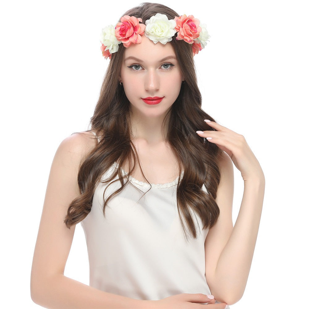 Boho Rose Flower Hair Hoop for Brides and Festivals