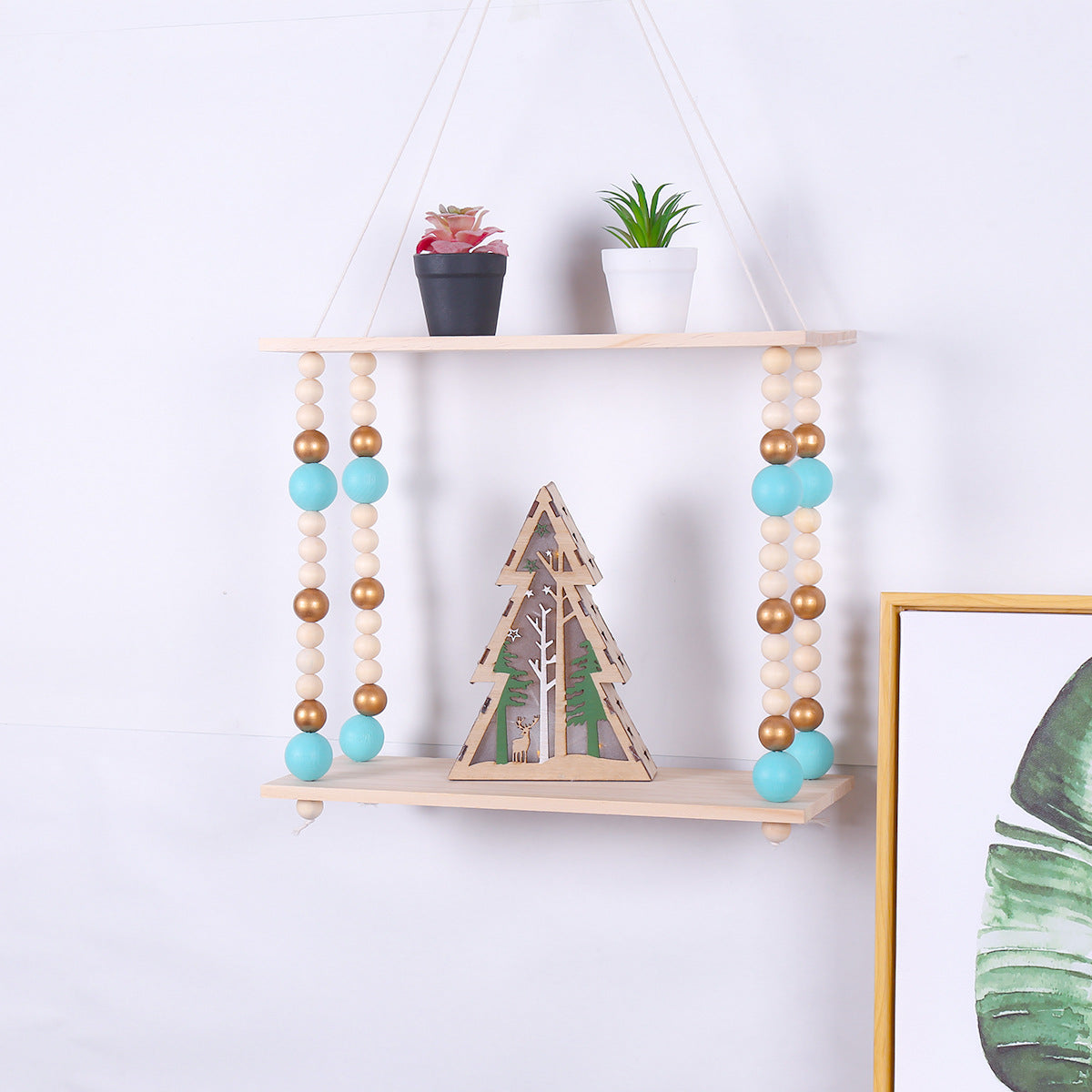 Bohemian Hanging Shelf for Small-Space Wall Display