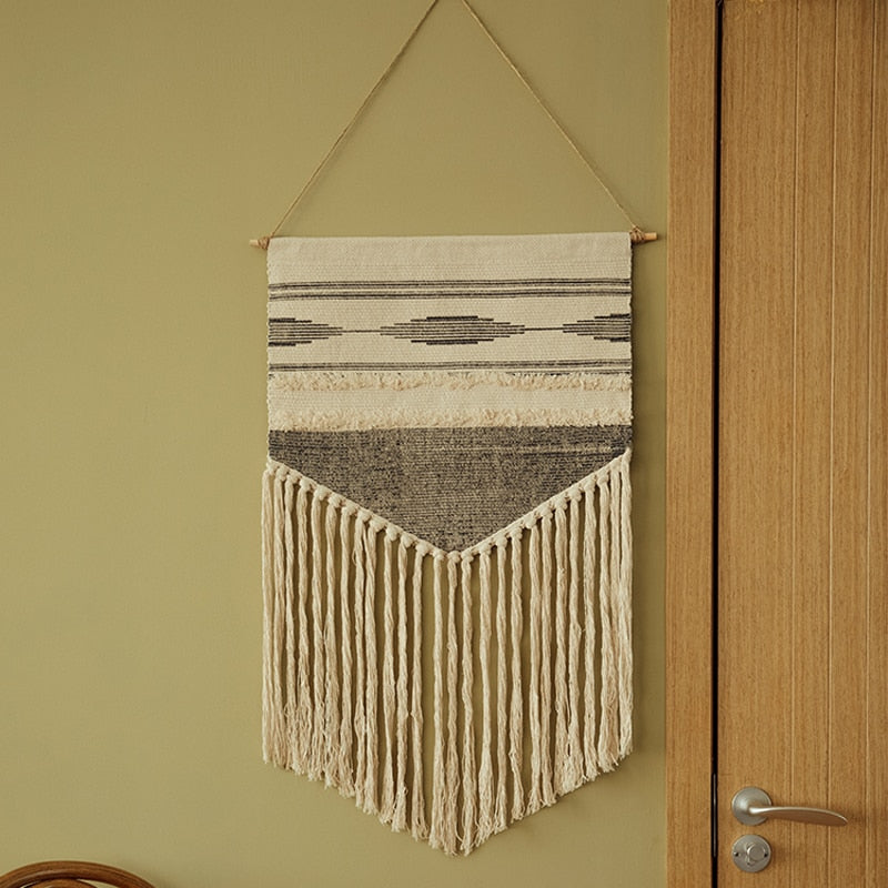 Boho Woven Wall Tapestry for Warm Textured Home Decor