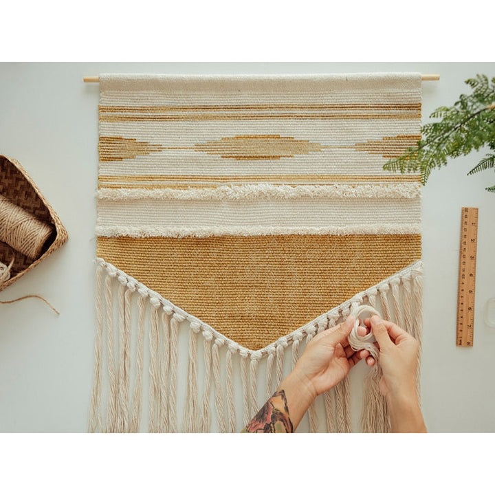 Boho Woven Wall Tapestry for Warm Textured Home Decor
