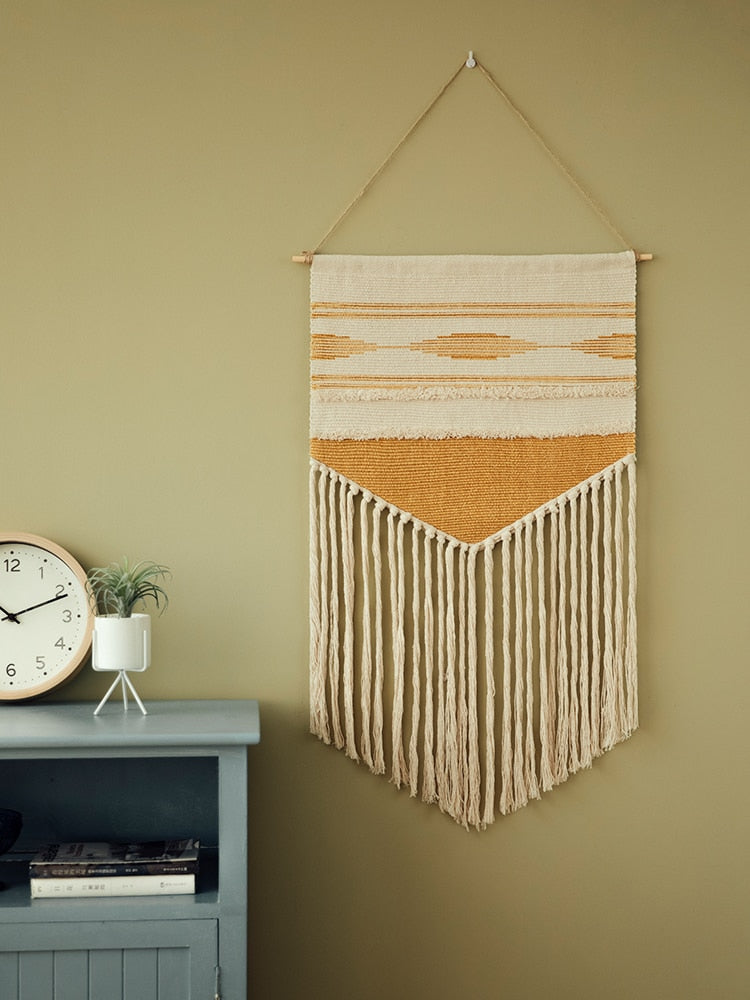 Boho Woven Wall Tapestry for Warm Textured Home Decor