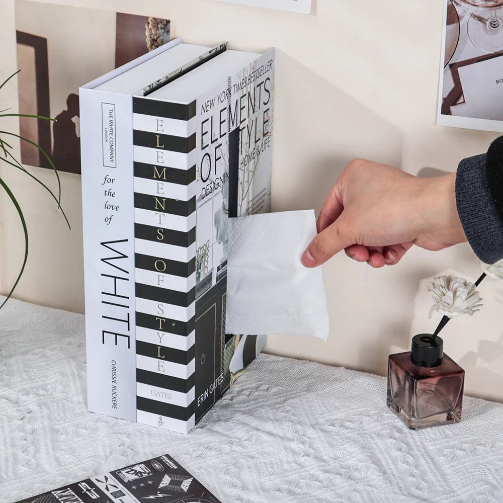 Book Style Tissue Box Cover for Stylish Table Decor
