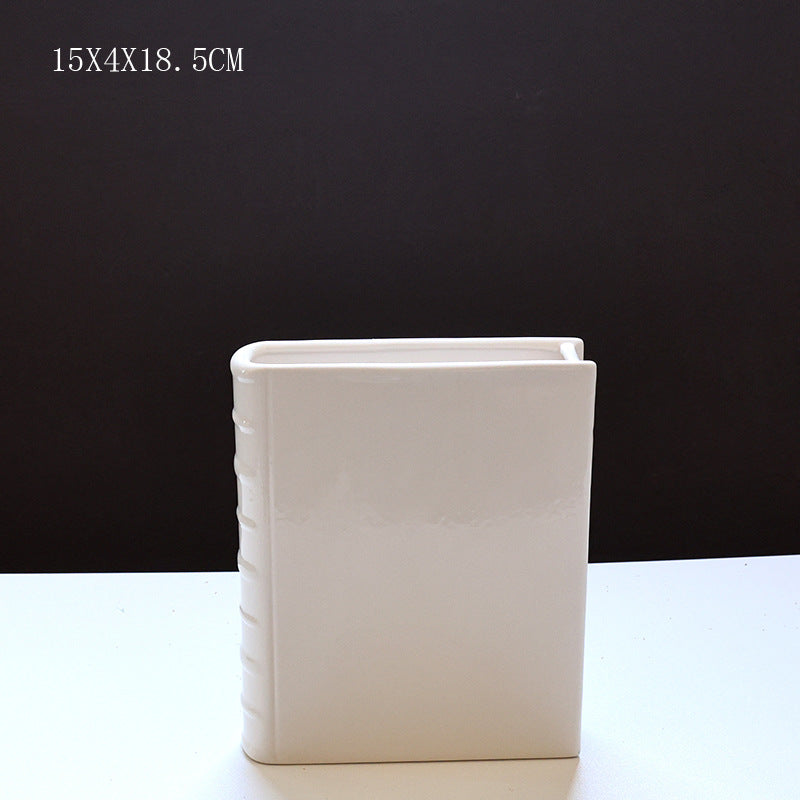 Book Vase Ceramic Holder for Elegant Home Shelf Decor