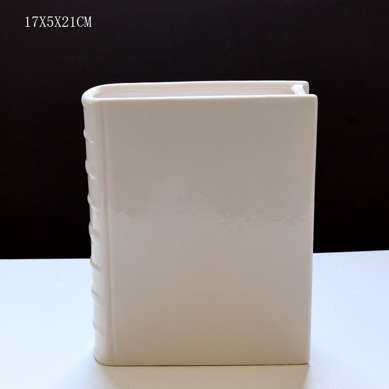 Book Vase Ceramic Holder for Elegant Home Shelf Decor