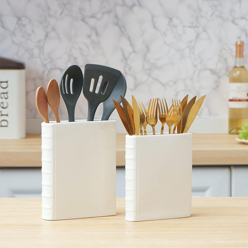 Book Vase Ceramic Holder for Elegant Home Shelf Decor