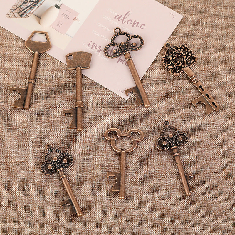 Vintage Skeleton Key Bottle Opener Keychain Wedding Favor