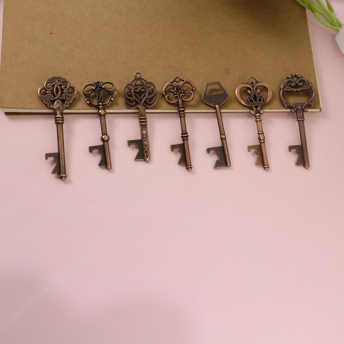 Vintage Skeleton Key Bottle Opener Keychain Wedding Favor