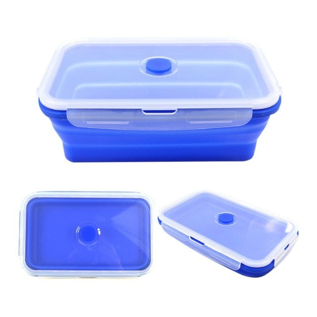 Collapsible Silicone Lunch Box Set, Folds Flat