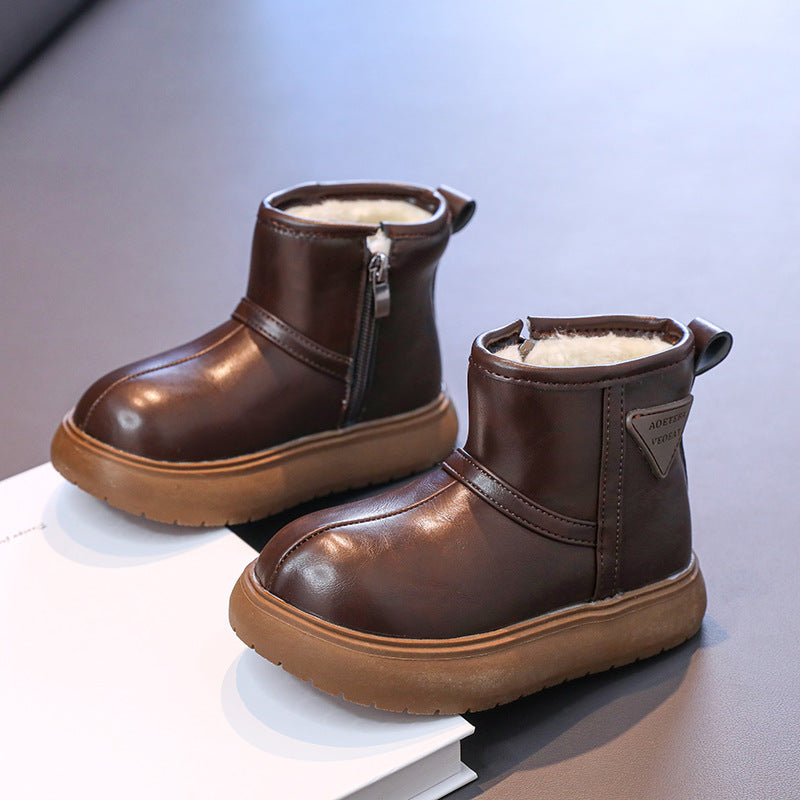 Boys' Winter Boots With Plush Warmth And Grippy Tread