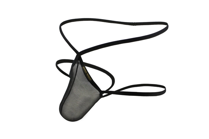 Men's Sheer Mesh Thong Underwear with Contoured Pouch