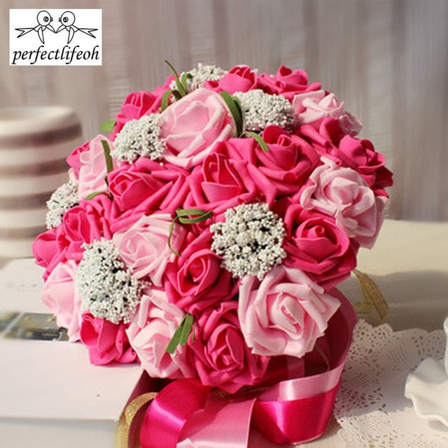 Reusable Foam Rose Bridal Bouquet for Wedding Photos