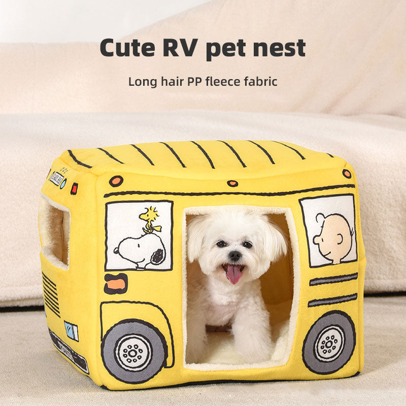 Bus-Shaped Cat Kennel for Cozy, Private Pet Naps